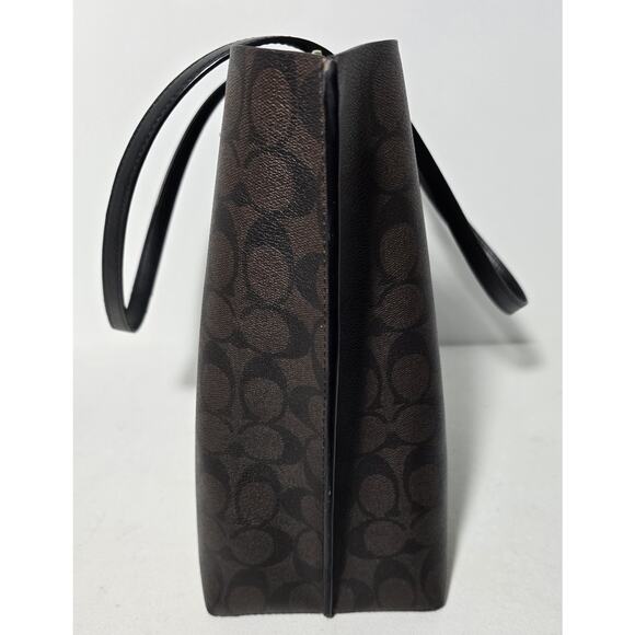 COACH Signature Dark Brown Black Mollie Tote Bag 1665 Pre-Owned - Picture 9 of 16